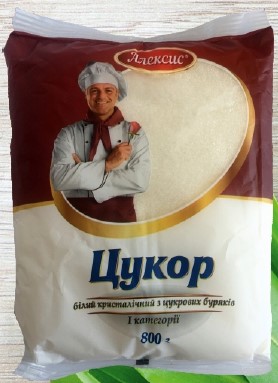 Цукор білий кристалічний з цукрових буряків 1 категорії ТМ Алексис 800г